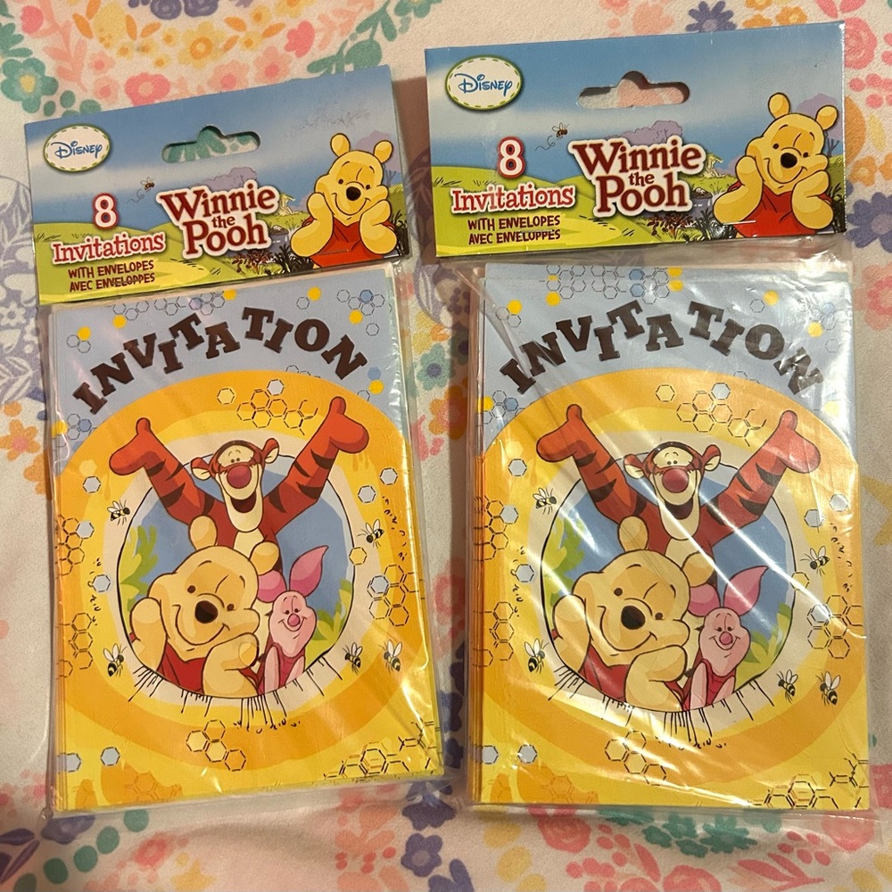 3/$30✨🧸🍯Disney Winnie the Pooh Party Invitations ~ Set of 2 (16) ~ Vintage Y2K